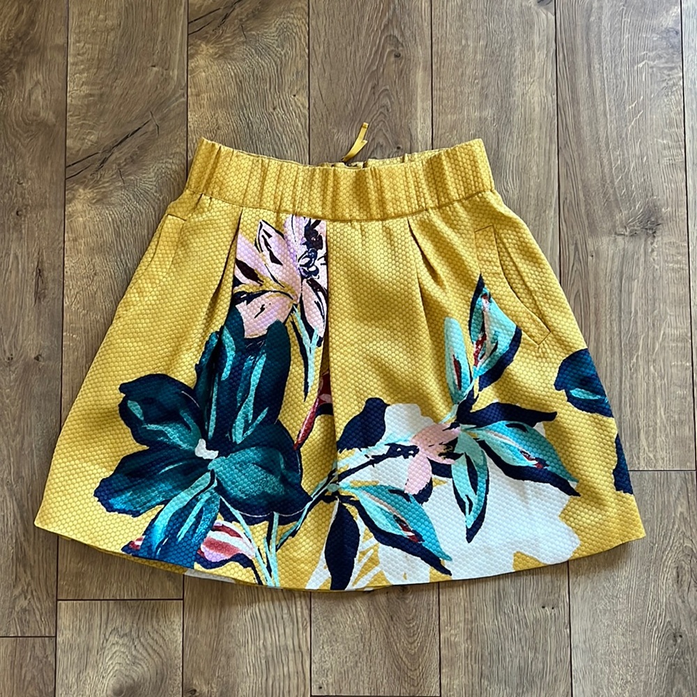 Anthropologie Maeve Floral Print A-line Silk Skirt